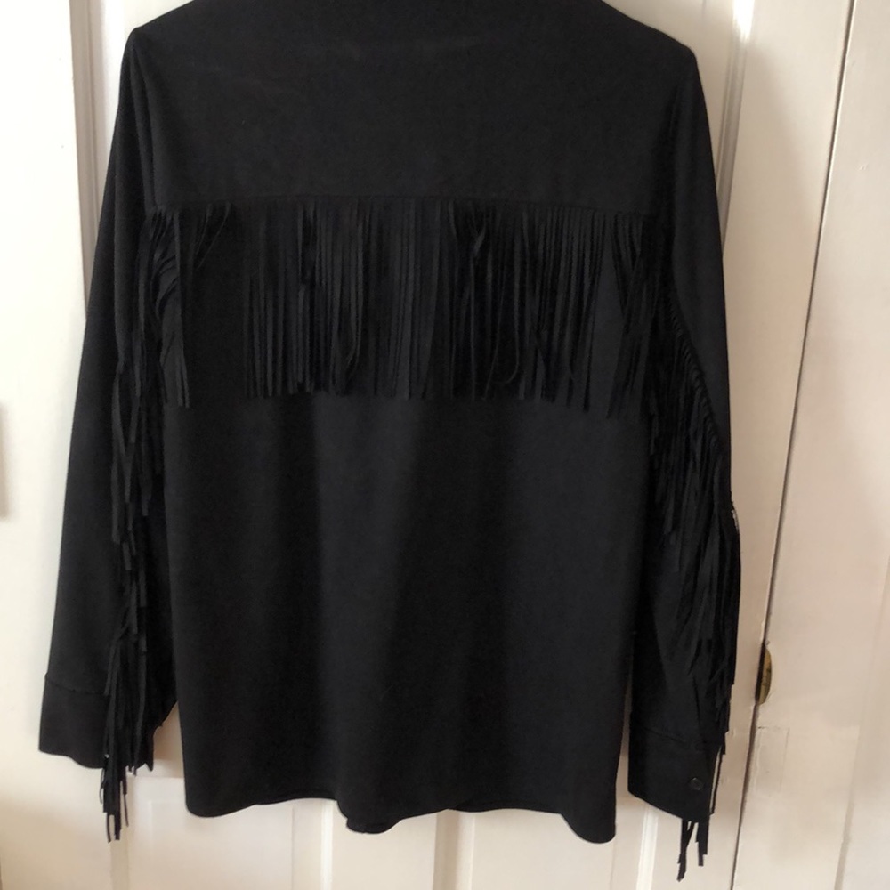 Suede Fringe Button Down - image 3